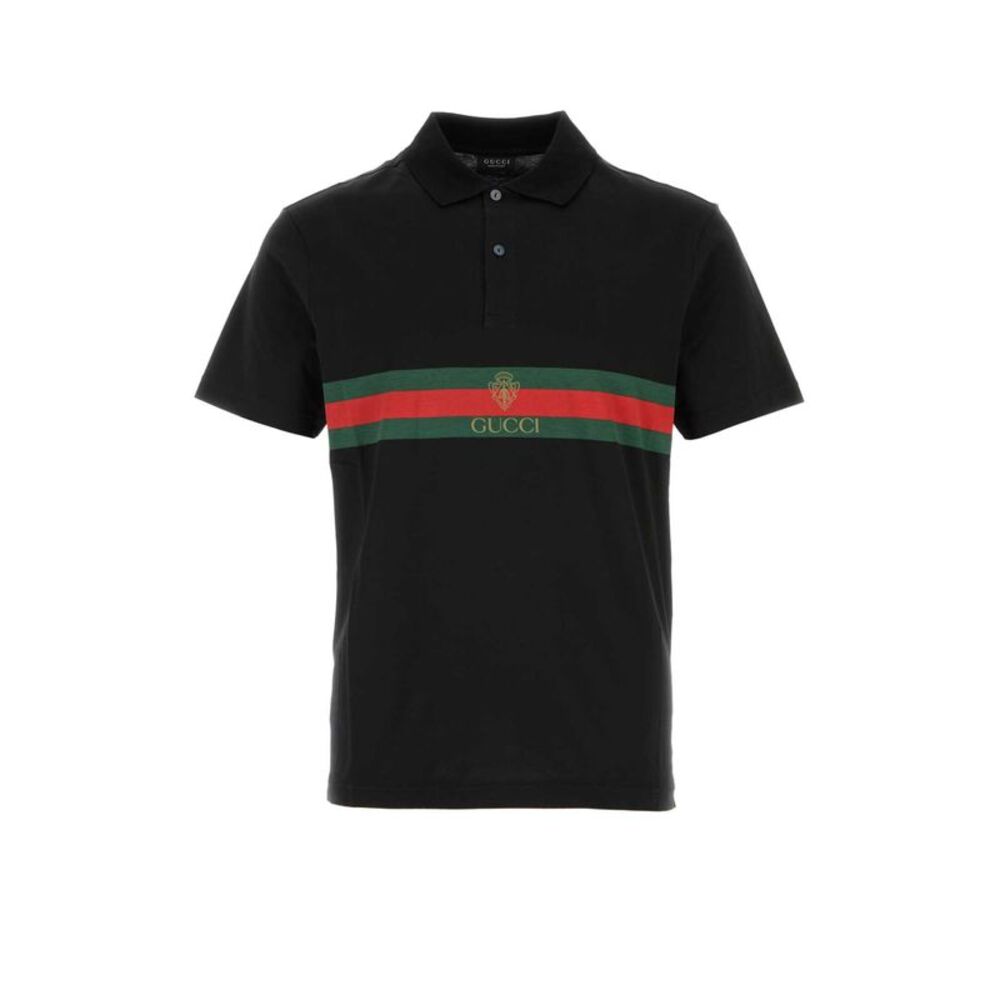 Gucci Men Black Cotton Polo Shirt